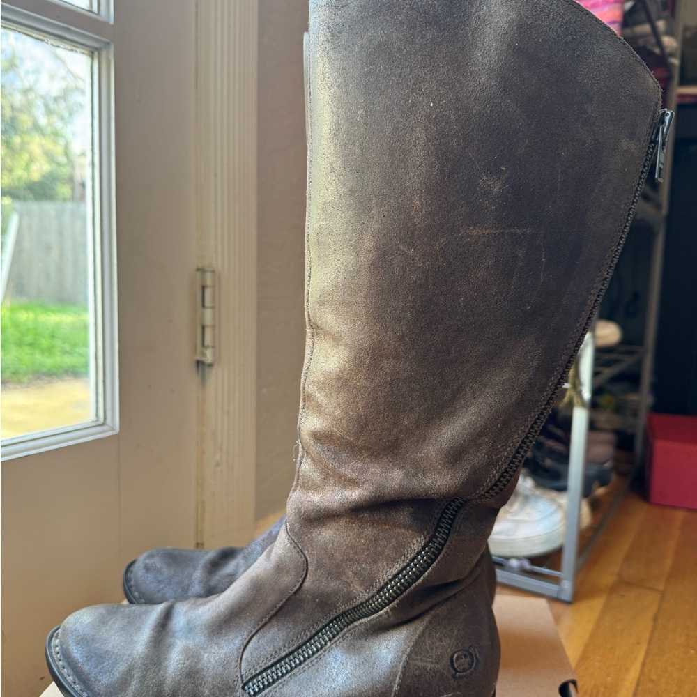 Brown Leather Knee-High Boots